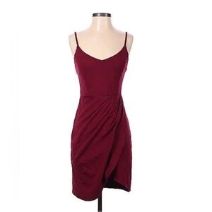 Zalalus Dress Womens Medium Sleeveless Knee Length V-Neck Side Zip Red